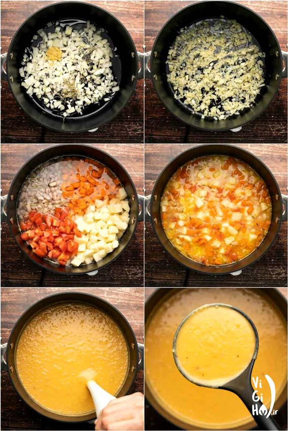 طرز پخت سوپ لوبیا چیتی وگان
